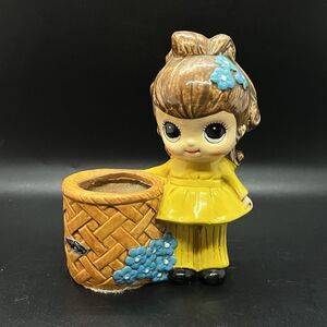 Vintage 1970s Josef Originals Big Eyed Girl Planter Japan Retro
